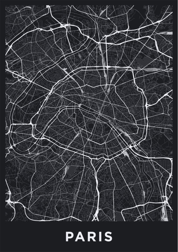 מפת פריז בשחור שיק