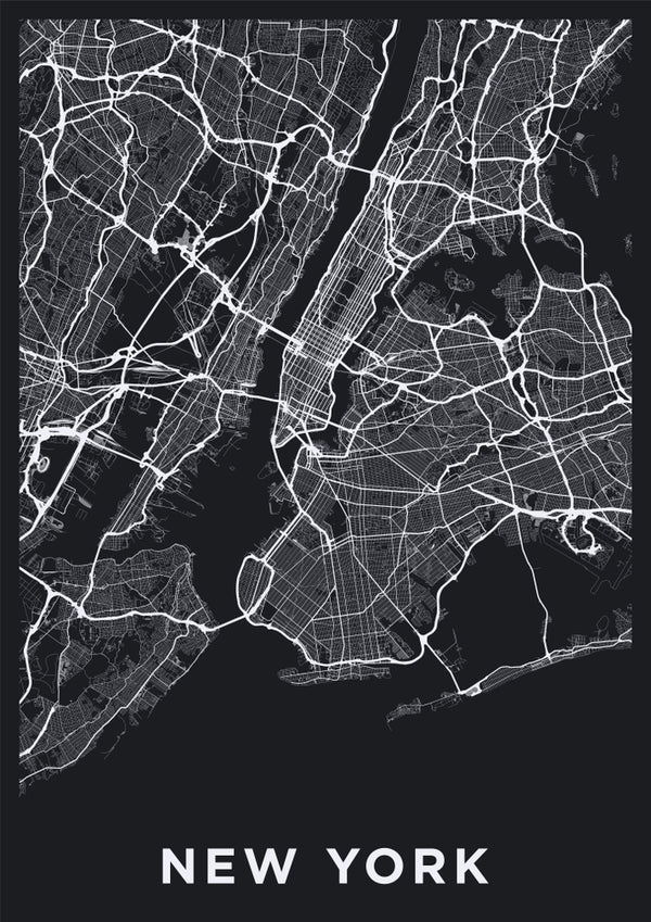 מפת העיר ניו יורק בשחור שיק