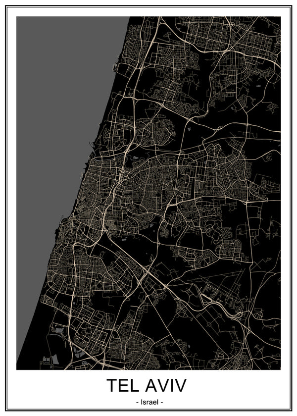 מפת תל אביב בשחור שיק