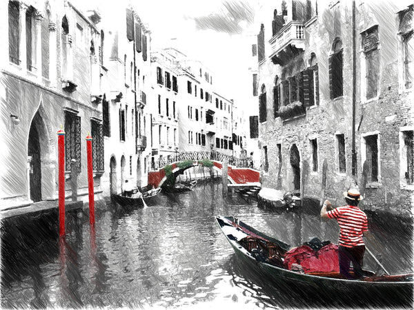 גונדולה שטה בתעלת מים בונציה